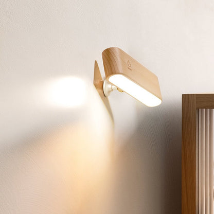 Schreibtischlampe aus massivem Holz mit magnetischer Ladung 