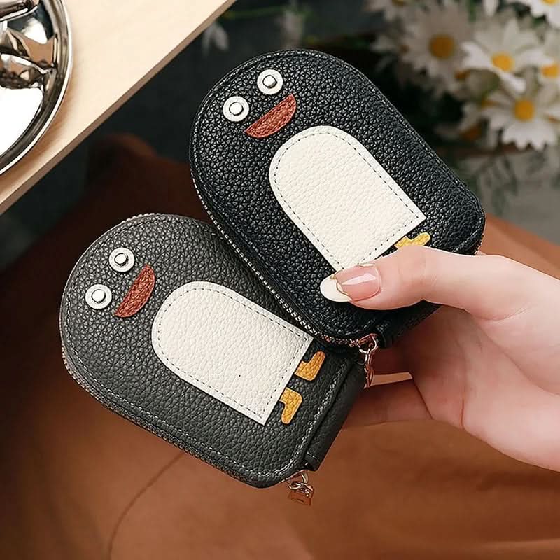 Portofel pentru carduri - model compact și rezistent cu pinguin 