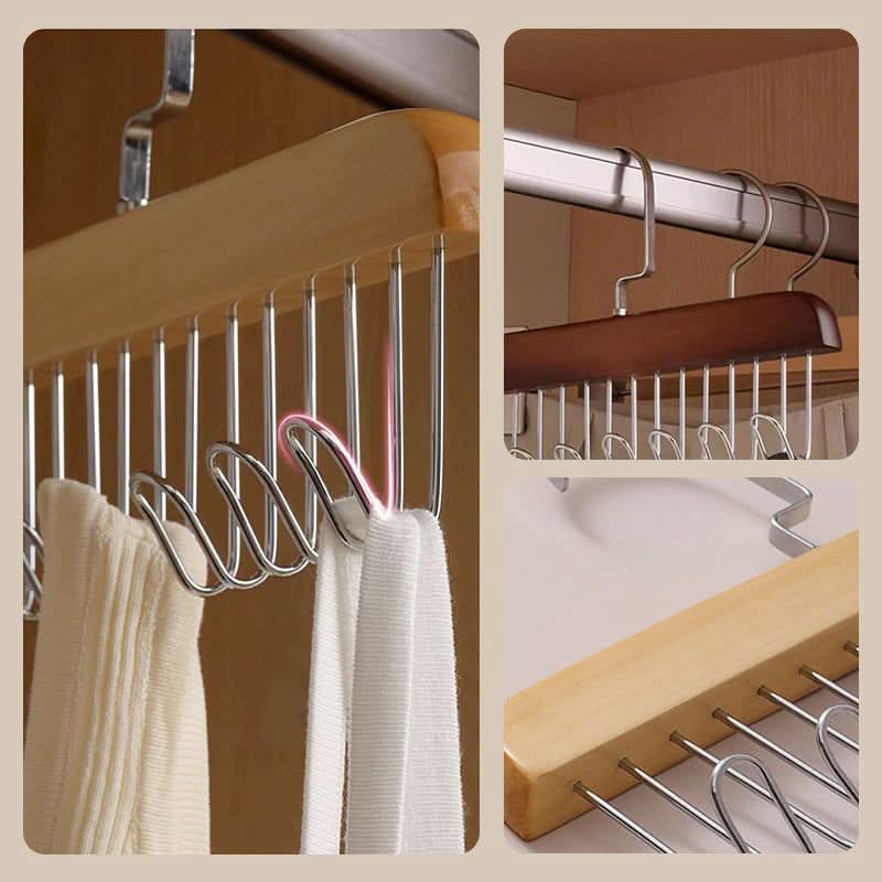 Houten multi-haak hanger voor een elegante opslag 