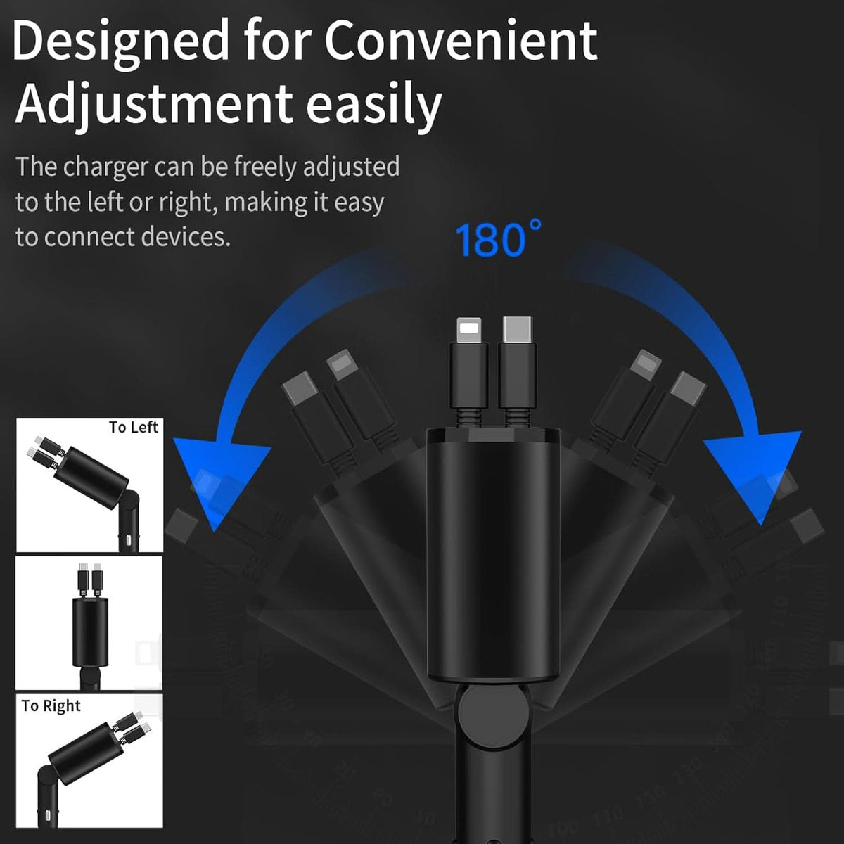 Caricatore per auto rapido con doppia porta USB intelligente 4-in-1 