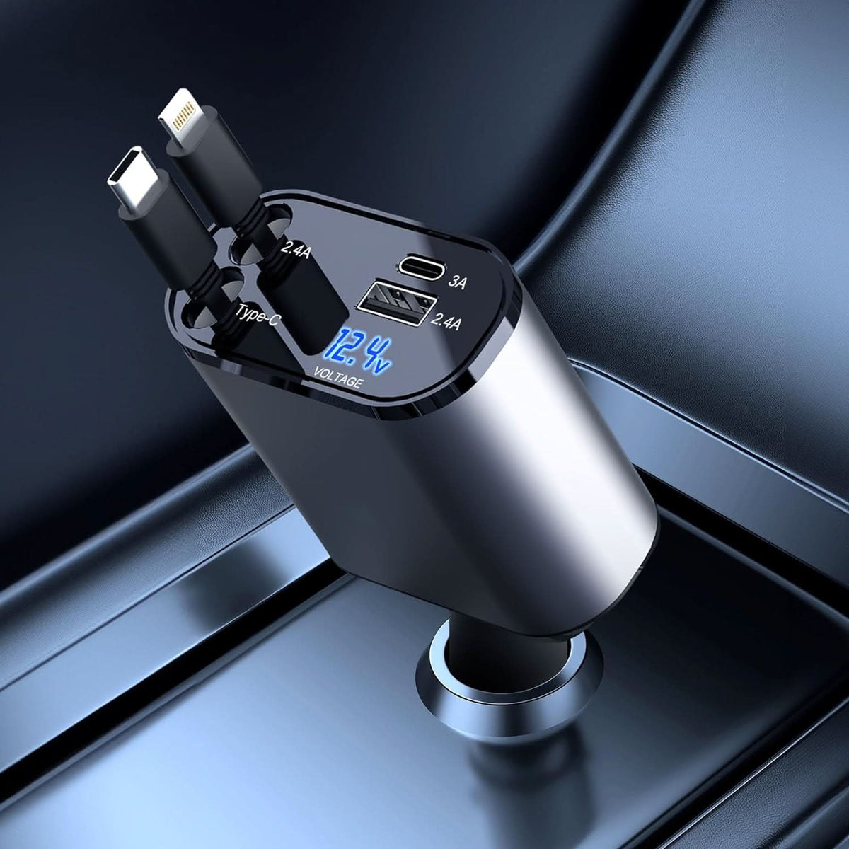 Caricatore per auto rapido con doppia porta USB intelligente 4-in-1 
