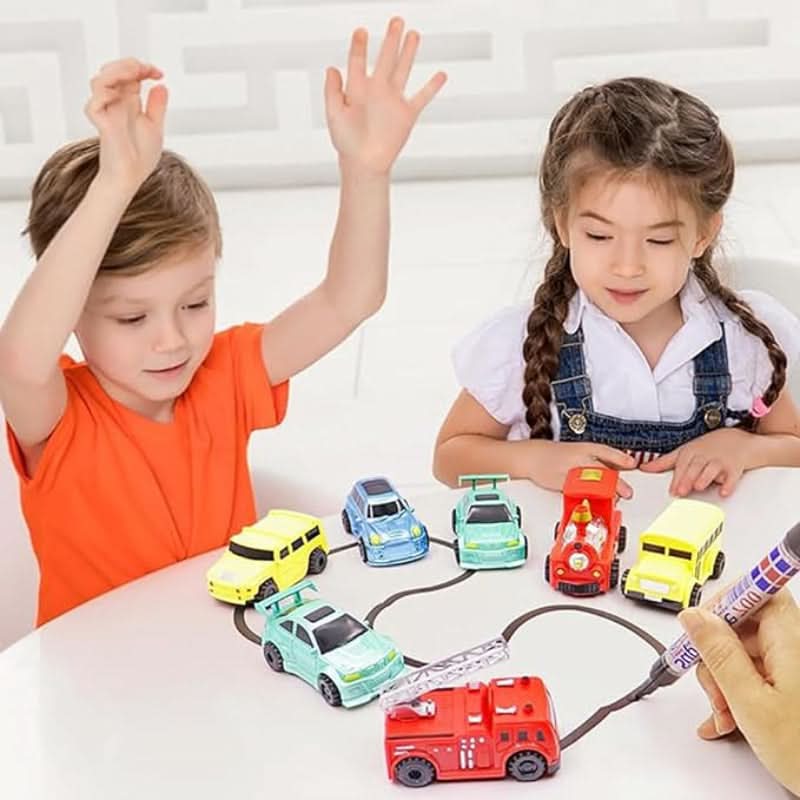 Den magiska bilen som följer dina teckningar som genom magi 
