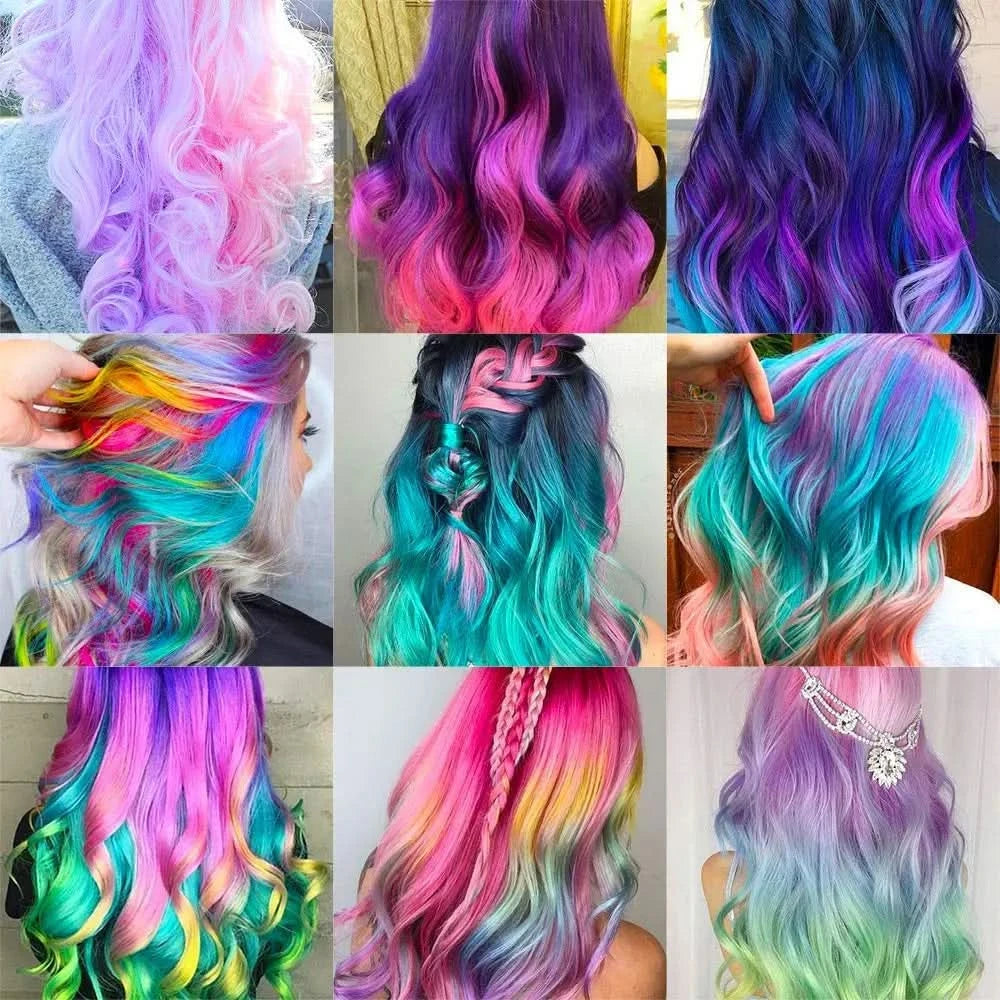 Fun and temporary hair coloring in 5 seconds 