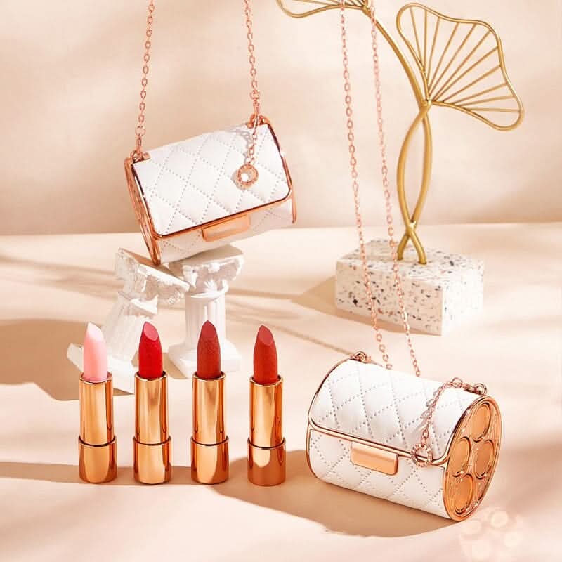 Matte lipsticks in a chic handbag box 