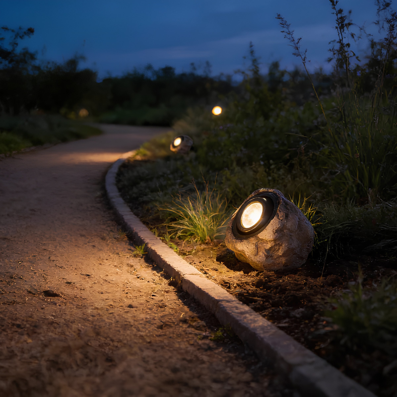 Lampe solaire extérieure – éclairage style pierre naturel
