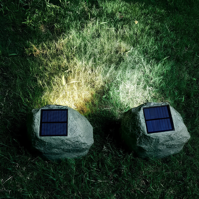 Lampe solaire extérieure – éclairage style pierre naturel