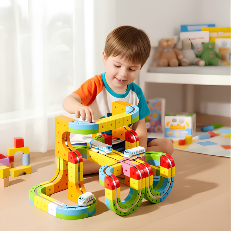 Train circuit 3D rechargeable – construction modulable pour enfants