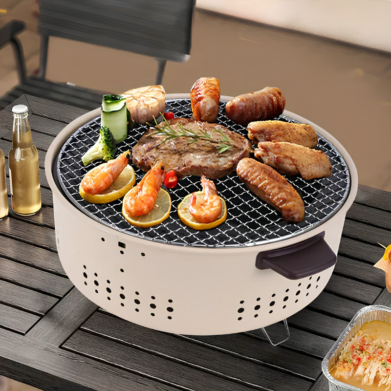 Barbecue charbon portable – grill rond démontable pour extérieur
