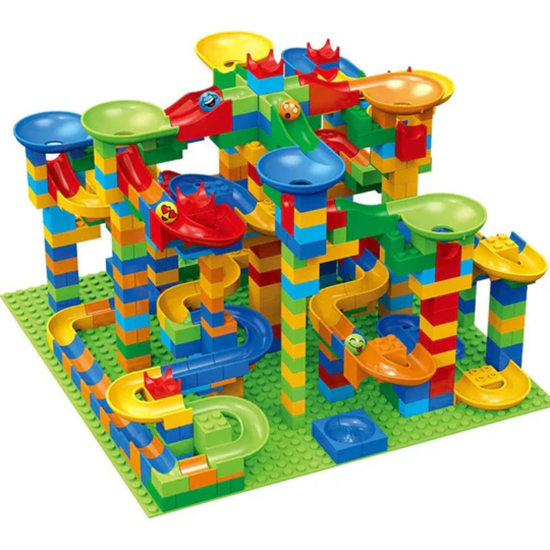 Konstruktionsspiel mit modularem Kugelbahnsystem 