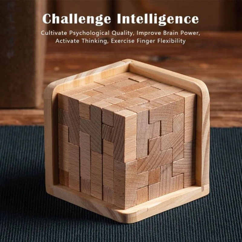 Cube puzzle 3D en bois – jeu de logique pour enfants