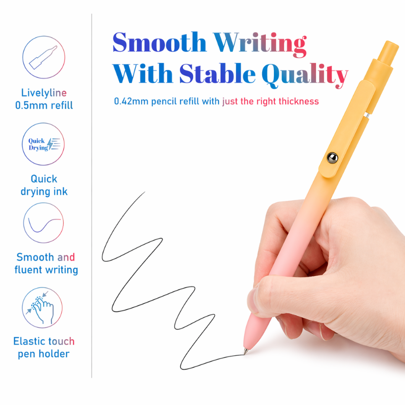 Lot de 5 stylos à séchage rapide — écriture nette immédiate