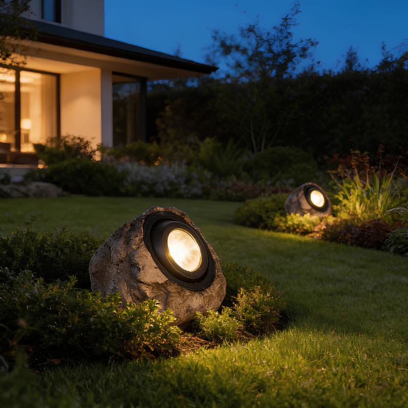 Lampe solaire extérieure – éclairage style pierre naturel