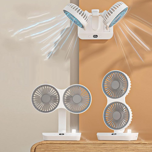 Rechargeable and Adjustable Double-Head Fan 