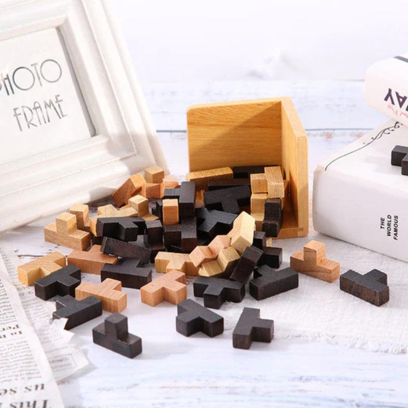 Cube puzzle 3D en bois – jeu de logique pour enfants