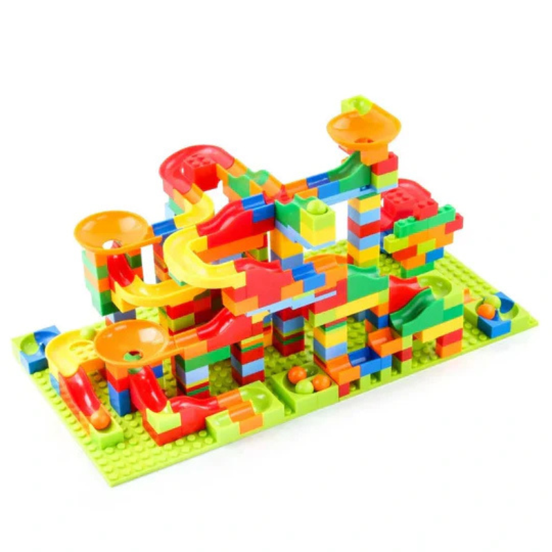 Konstruktionsspiel mit modularem Kugelbahnsystem 