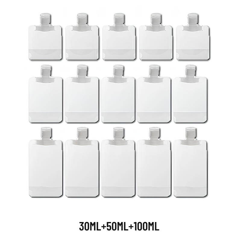 Lot de 40 flacons voyage – transport propre et organisé