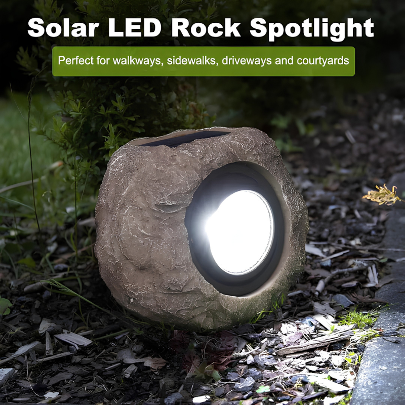 Lampe solaire extérieure – éclairage style pierre naturel