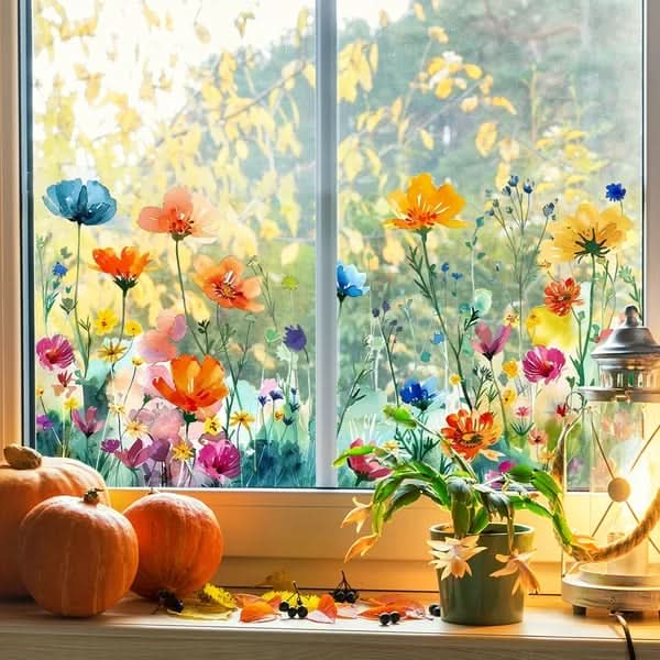 Klistret blommor för fönster 