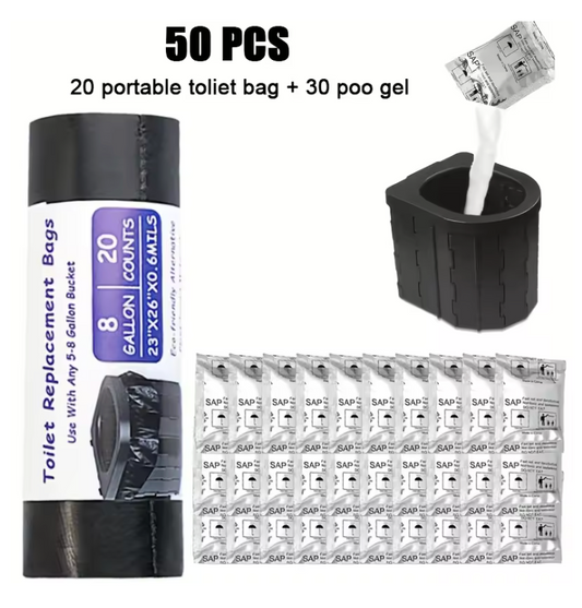 Portable Toilet Refill Kit — 20 Bags + 30 Absorbent Gels 