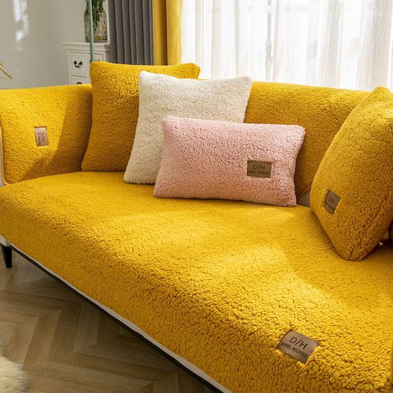 Ultraweiche Kaschmir-Lammfell-Couchhülle – Plüsch-Effekt & rutschfest 