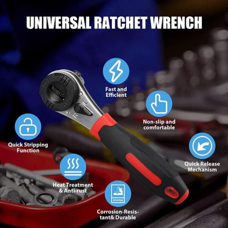Llave de trinquete ajustable 360° para todos sus tornillos 