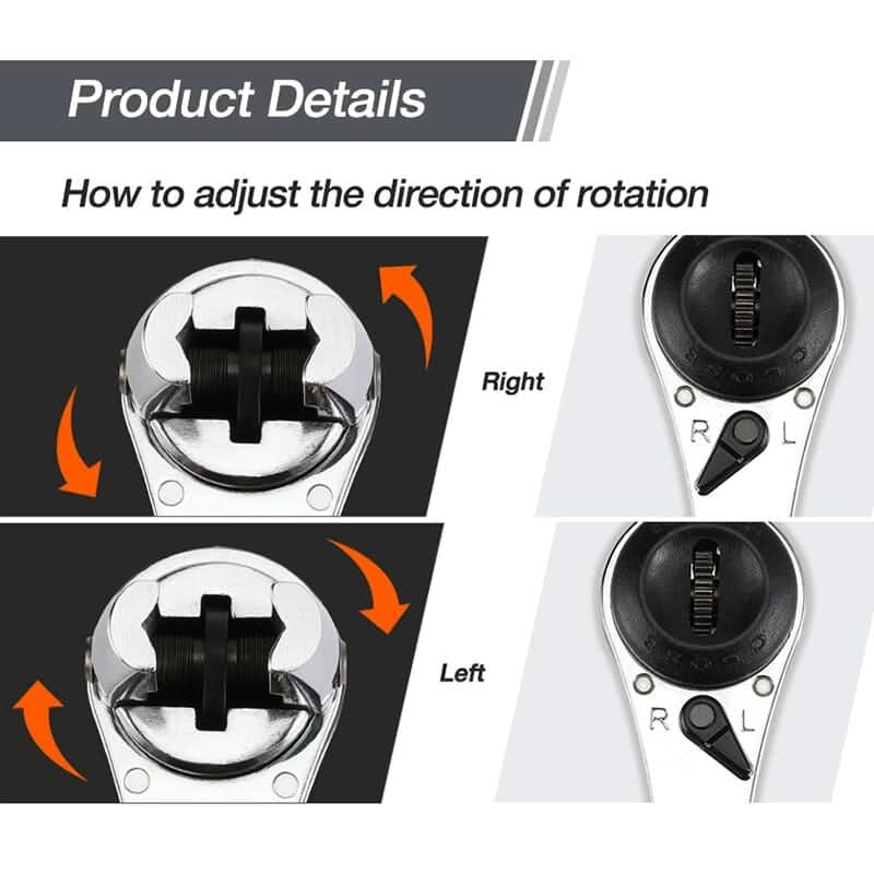 Llave de trinquete ajustable 360° para todos sus tornillos 